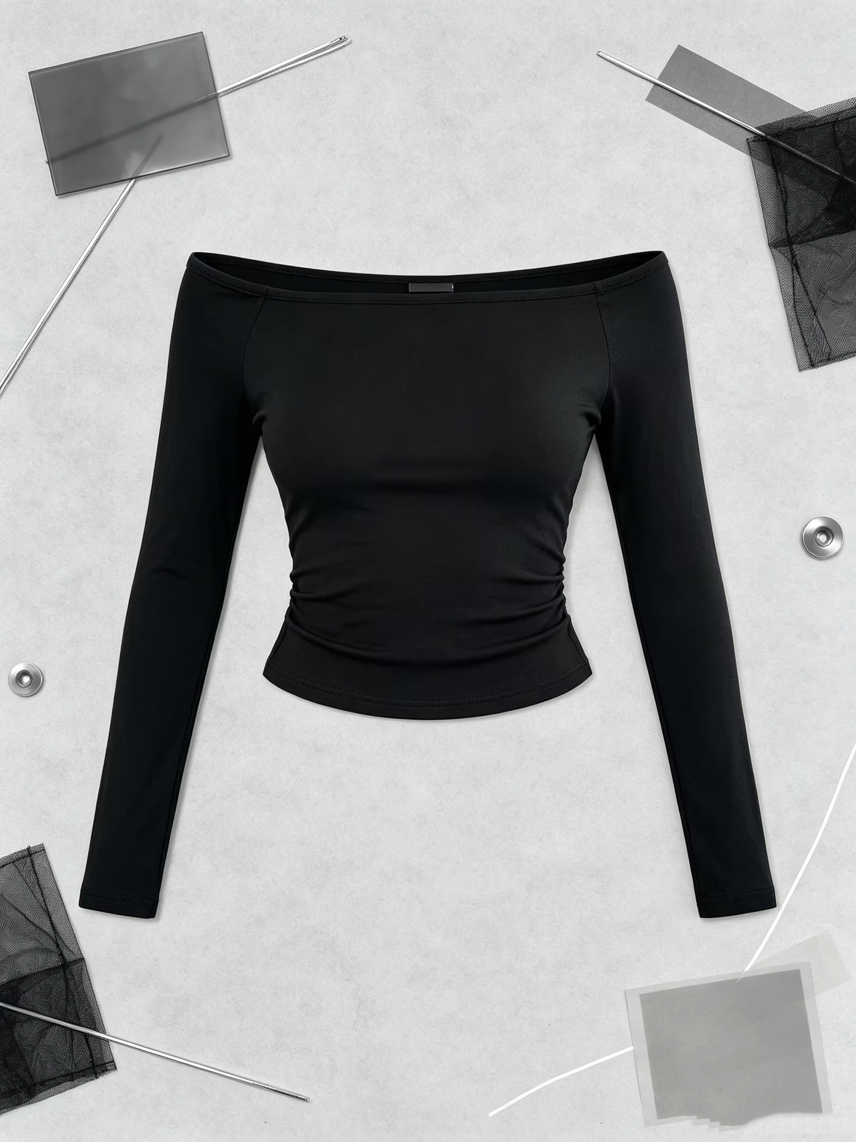 T-shirt à manches longues et épaules dénudées pour femmes, décontracté, confortable, sexy, uni, idéal pour le printemps et l'automne