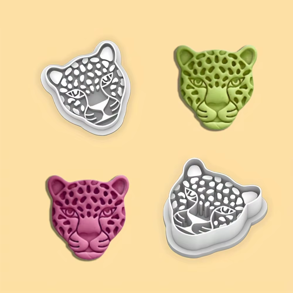 Emporte-pièce Tête de Léopard, Moule Animal Bohème avec Détails Creux Complexes pour Fêtes Thème Jungle Estivale et Créations en Fondant