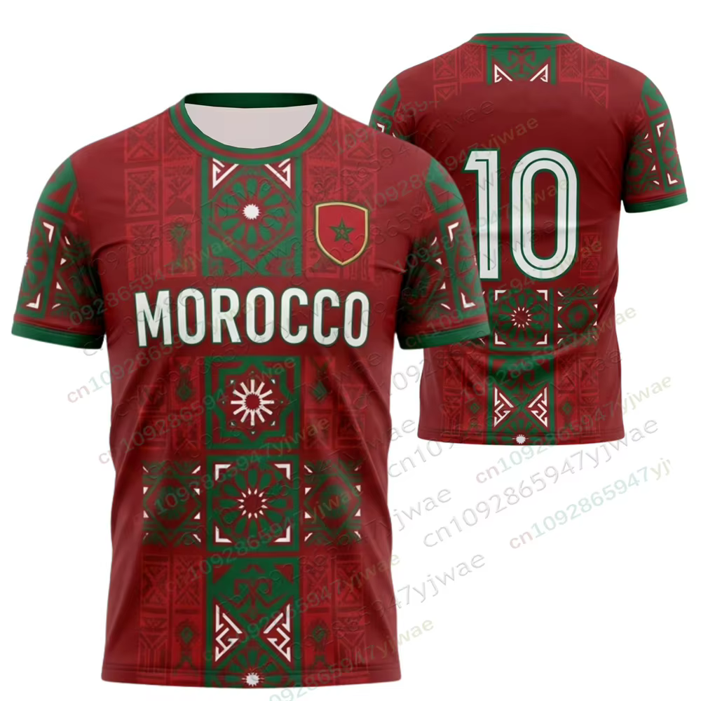 Maillot de football du Maroc pour hommes, femmes et jeunes fans – T-shirt respirant tendance streetwear pour l'été