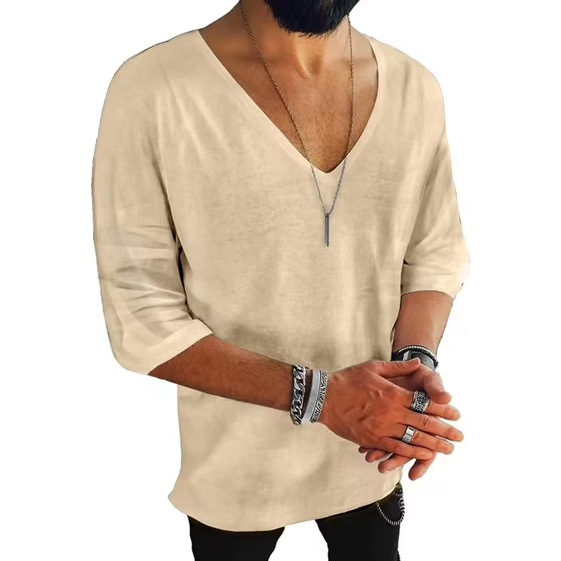 T-shirt en coton et lin pour hommes