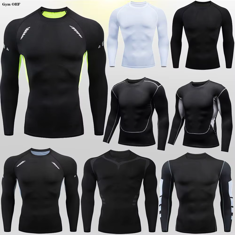 Chemise de Compression à séchage rapide moto T-Shirt serré hommes salle de sport Fitness T