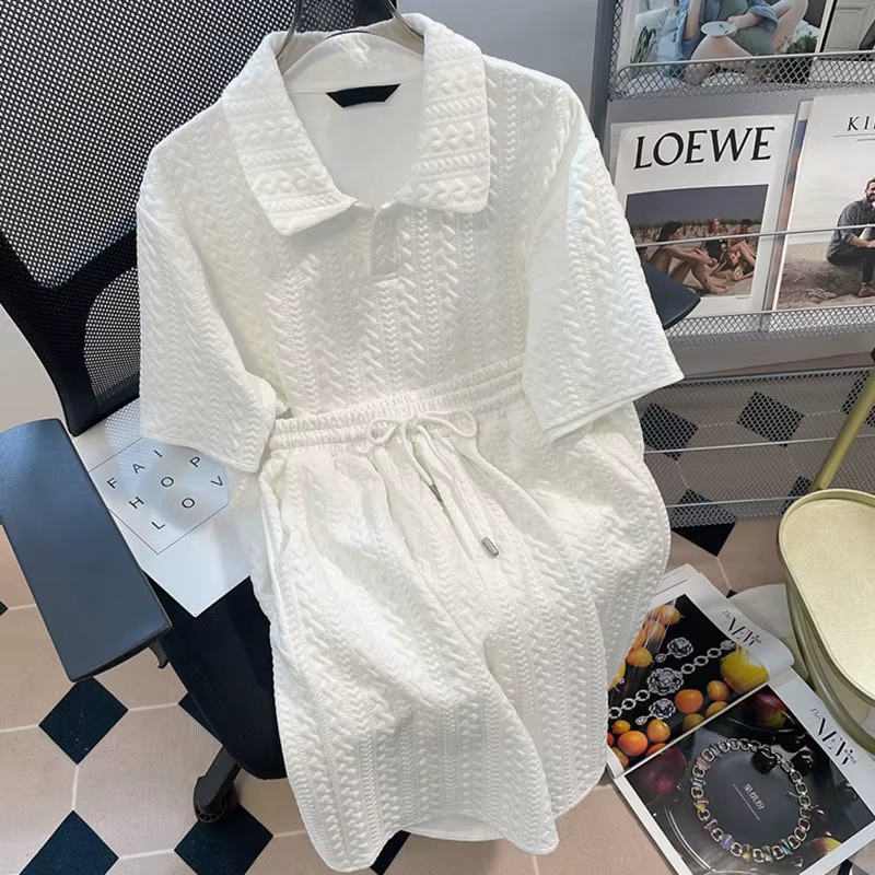 Ensemble 2 pièces polo texturé pour femme