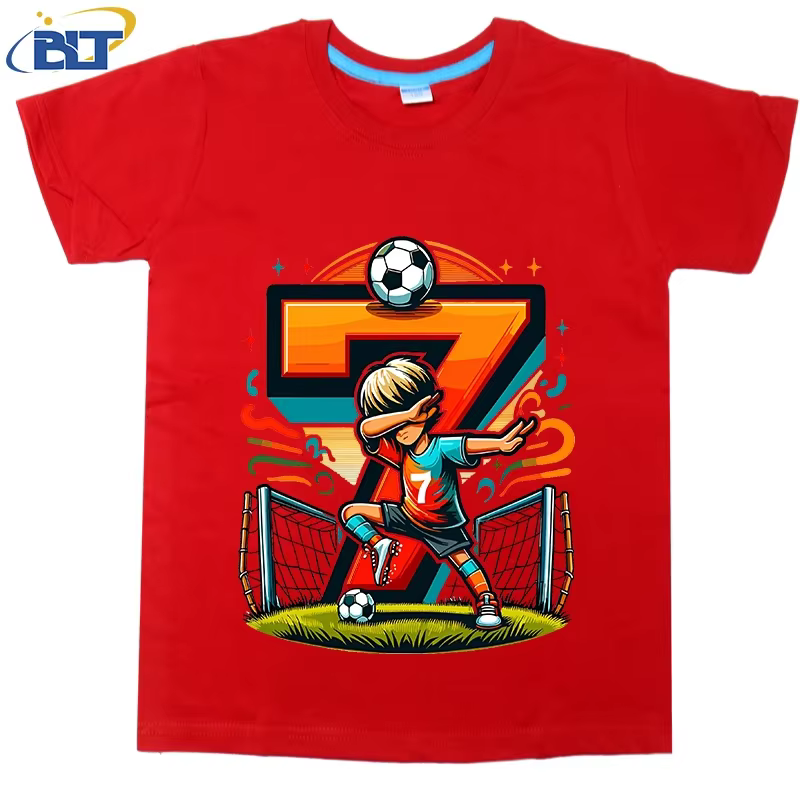 T-shirt d'été en coton à manches courtes pour enfants de 7 ans