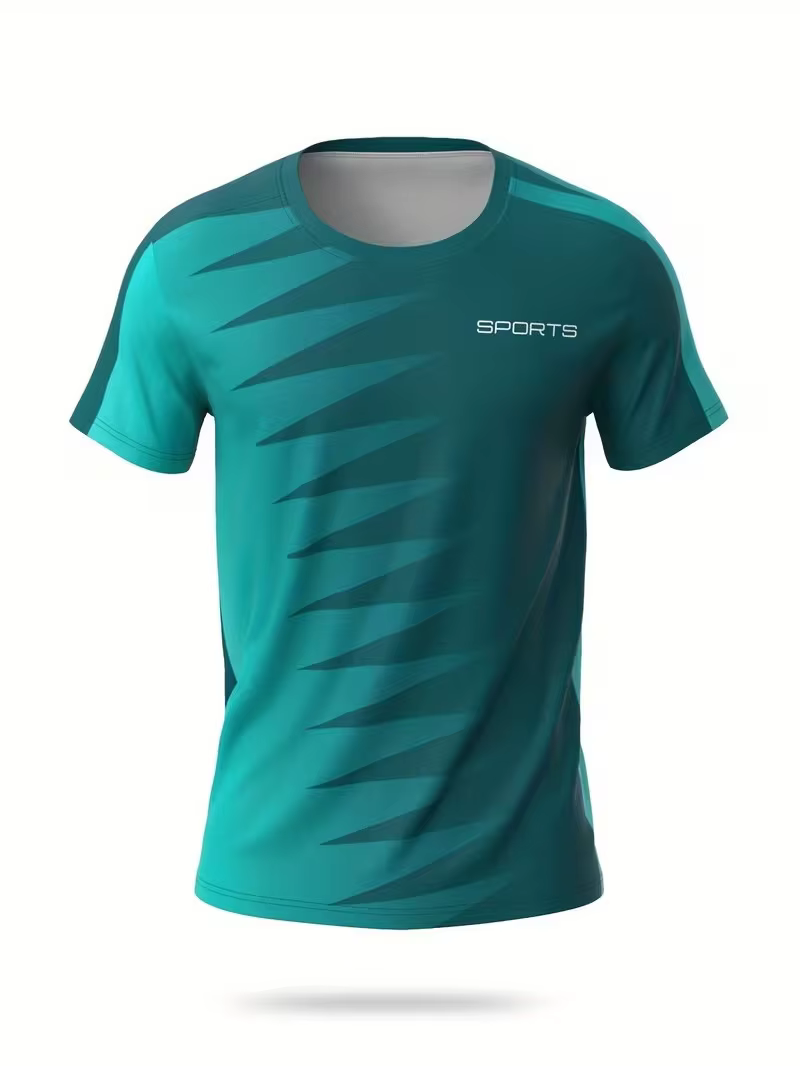 T-shirt de sport pour homme, séchage rapide, respirant, nouveau, imprimé nid d'abeille, color block, col rond, haut de gamme, vêtements de sport pour la course à pied