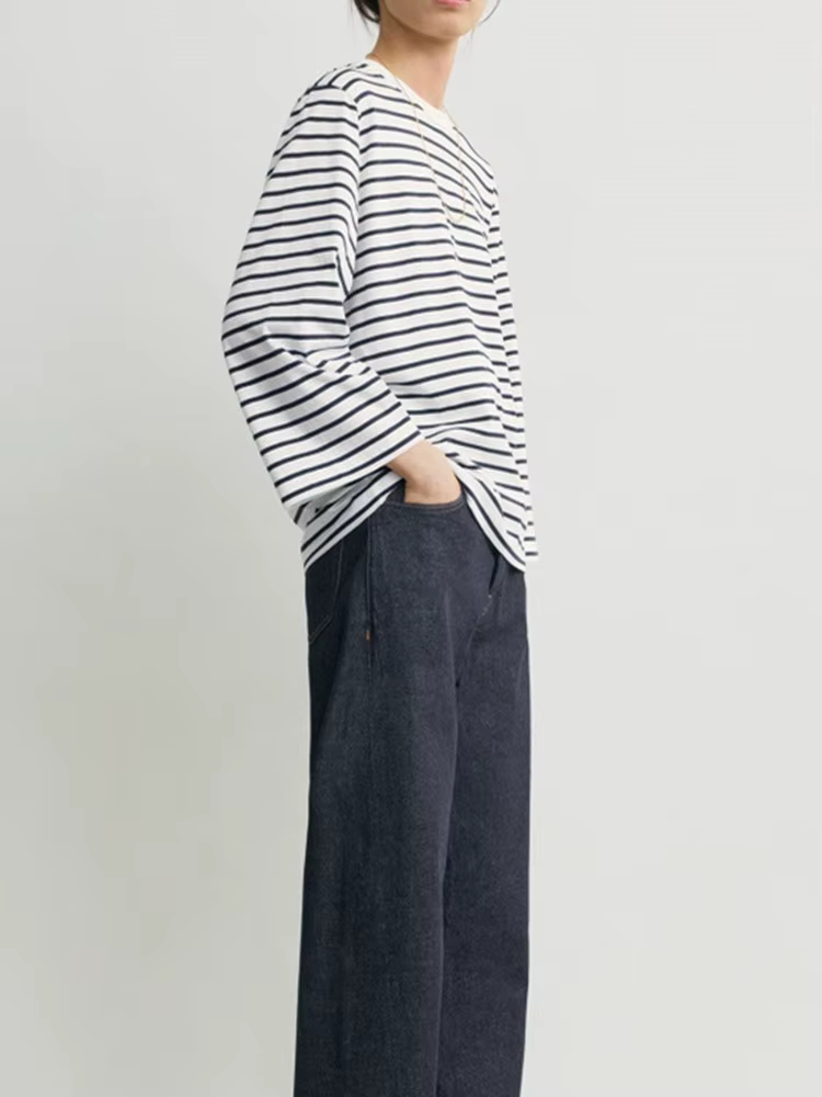 T-shirt brodé à manches trois-quarts pour femme