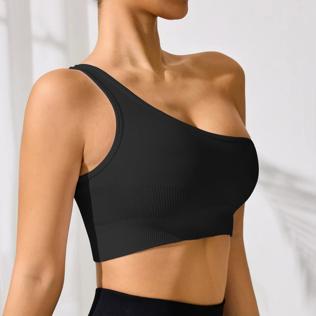 Femmes Yoga course Fitness hauts une épaule Sexy sangle sport débardeur