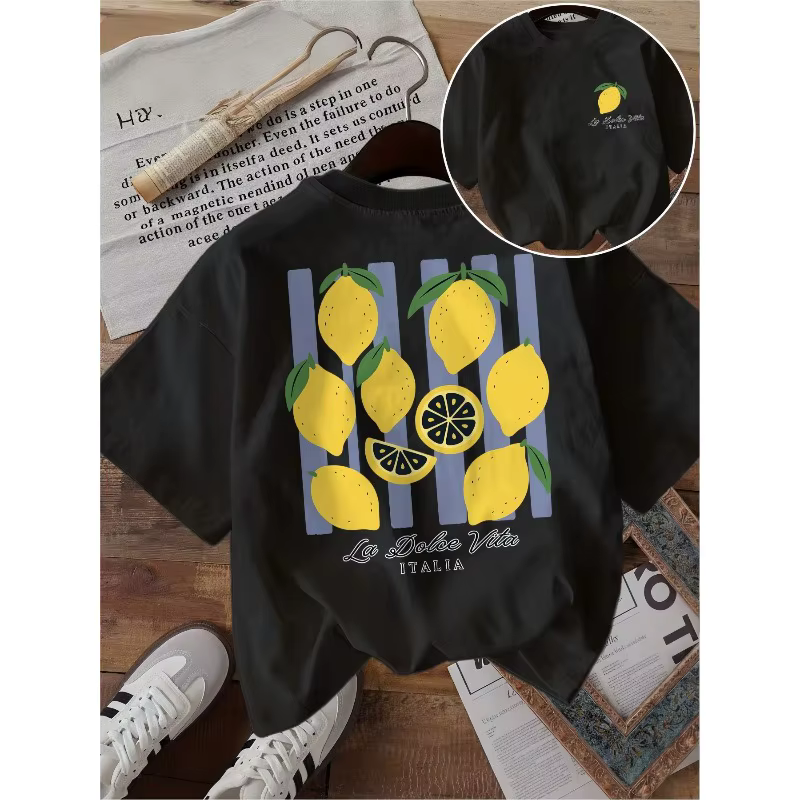 T-shirt La Dolce Vita à motif de citron amusant