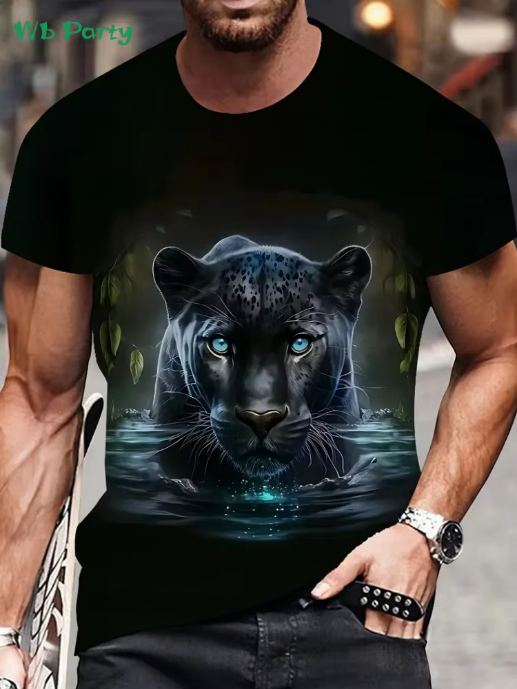T-Shirt graphique léopard 3D pour hommes