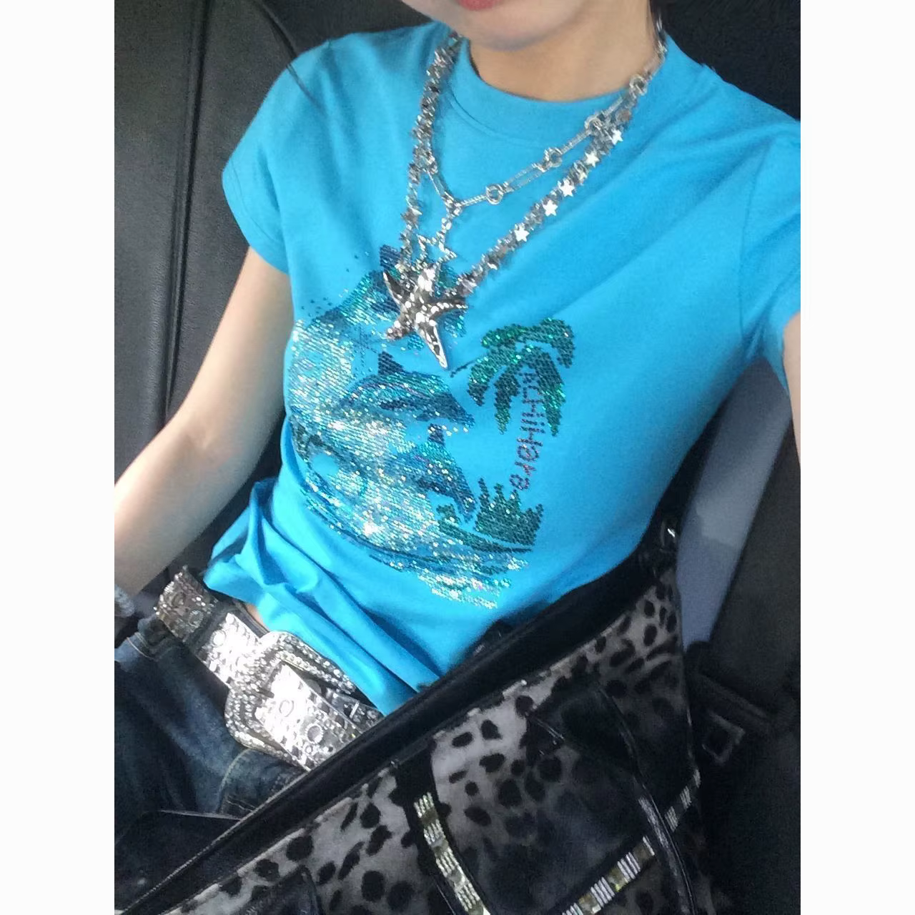 T-shirt bleu pour femmes