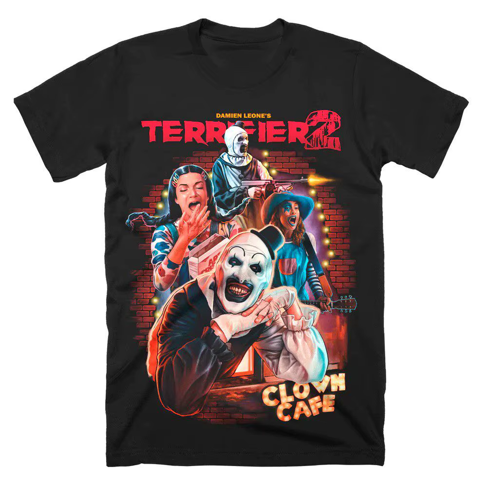 T-shirt Terrifier 2026 – Merch Halloween Film d'Horreur – Coton Noir Imprimé – Style Unisexe Luxe Haut de Gamme pour Hommes et Femmes