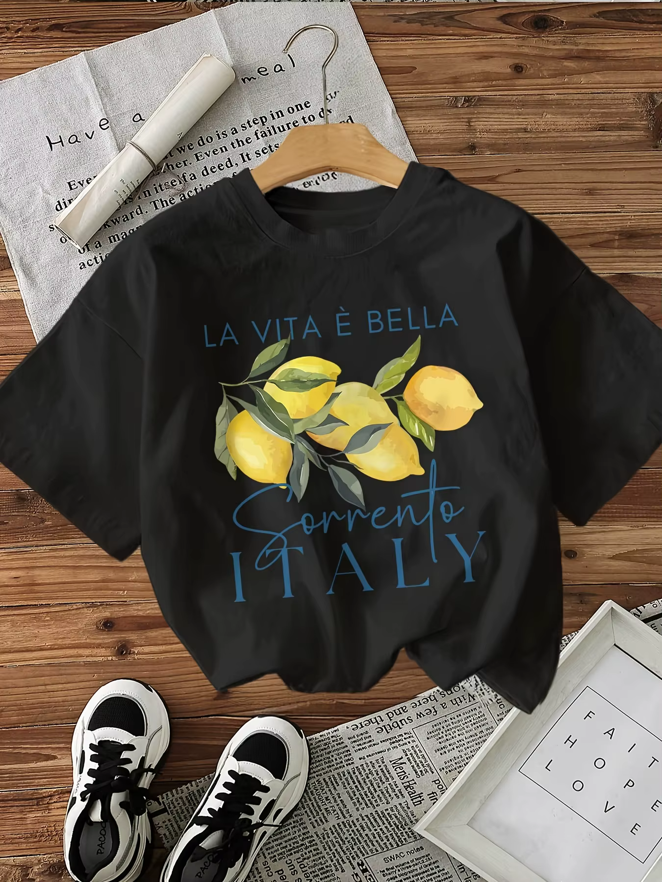 100% coton ample graphique citron imprimé T-Shirt à manches courtes col rond haut décontracté pour l'été printemps vêtements pour femmes