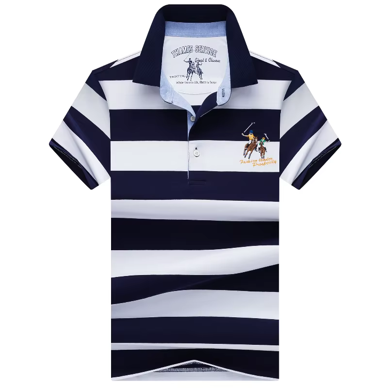 Polo rayé homme mode affaires coton