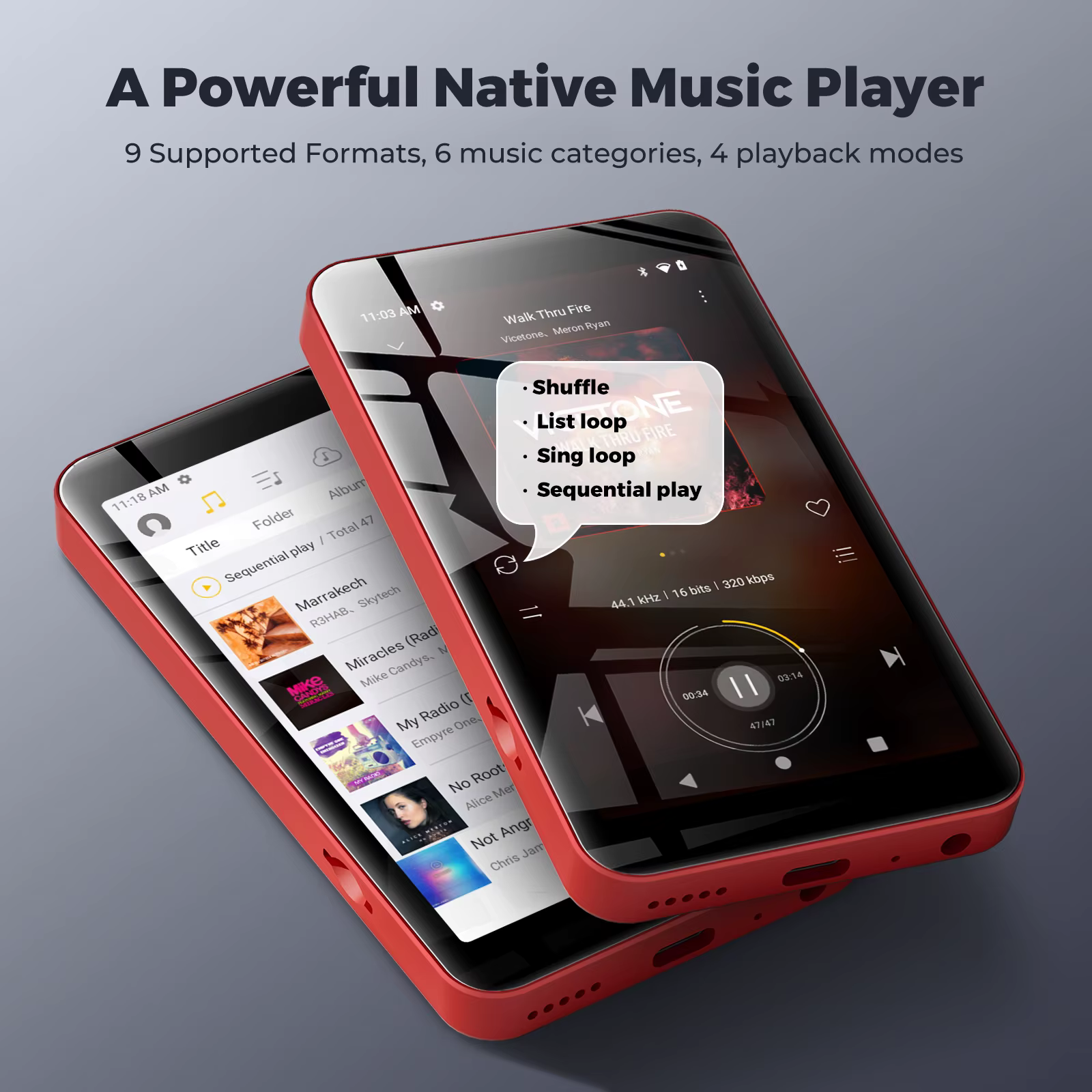 Lecteur MP3/MP4 portable avec Bluetooth et Wi-Fi