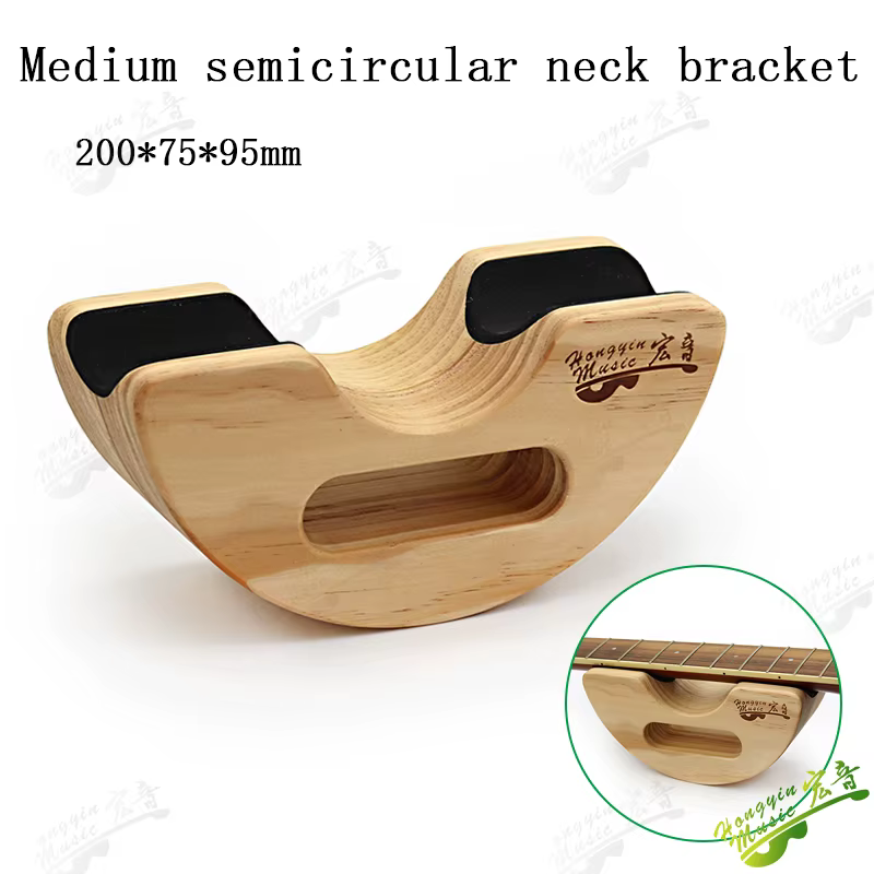 Support de manche de guitare basse en bois semi-circulaire, support de manche de guitare avec revêtement en liège 245x80x95mm