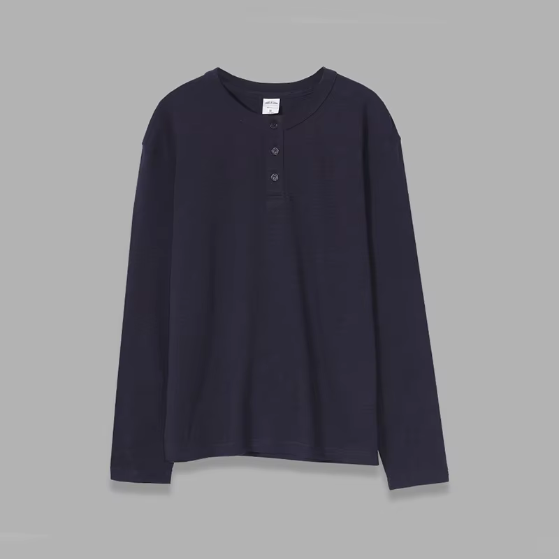 Amikaji-T-shirt à manches longues en coton de bambou lavé pour hommes