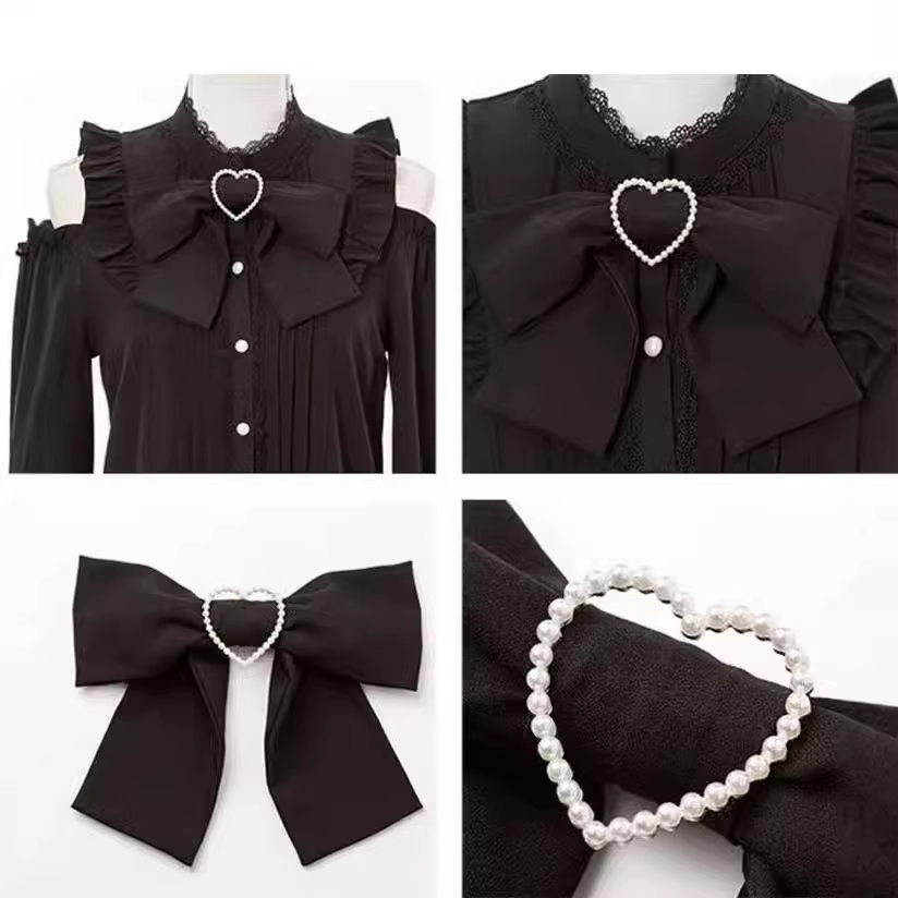 Chemisier Tendance Japonais Style Doux Blouses à Manches Longues avec Nœud pour Femme Y2K Tops de Fête 2026