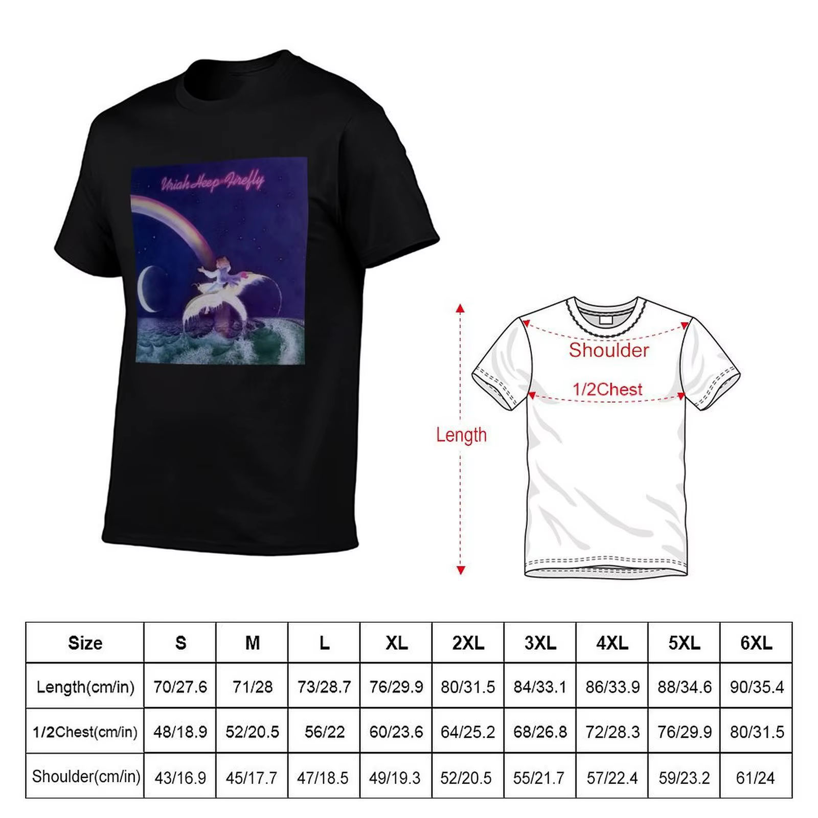 Uriah Heep - T-shirt Firefly confortable et basique à col rond