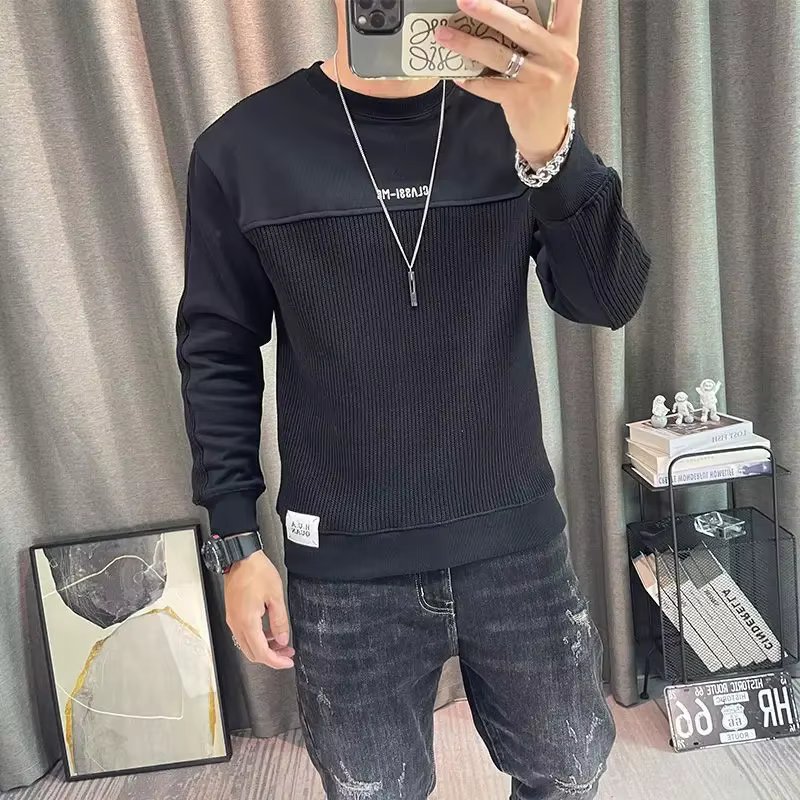 T-shirt à col rond et manches longues pour hommes
