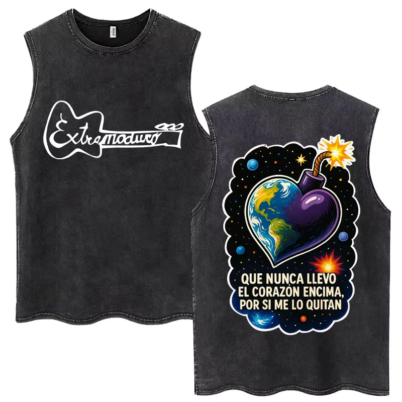 Rock Band Extremoduro Tour Débardeurs délavés Vêtements pour hommes Mode Harajuku Hip Hop T-shirts sans manches Gilets en coton amples décontractés