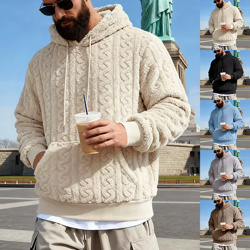 Sweat à capuche polaire pour hommes hiver chaud Sherpa doublé