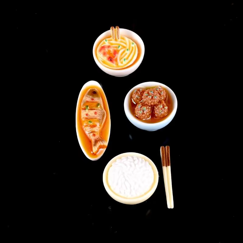 Plats chinois miniatures pour maison de poupée
