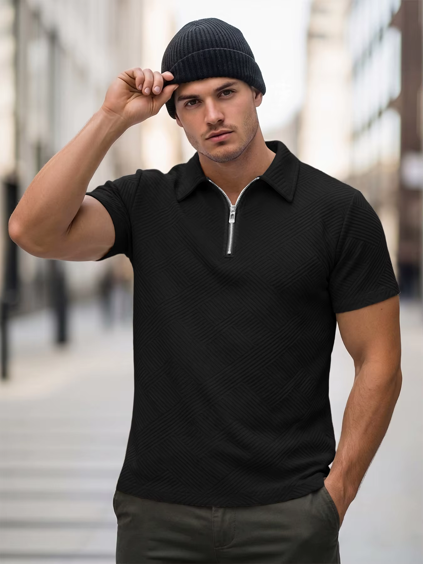 Polo mi-zippé pour homme