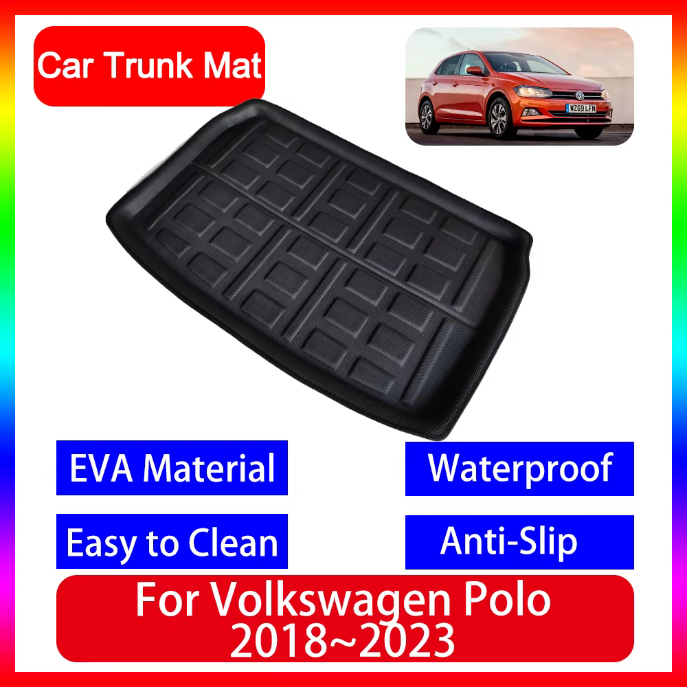 Tapis de chargement pour coffre de voiture, pour Volkswagen VW Polo MK6 2018 ~ 2023 2019 2021 2023, accessoires de sol à hayon, plateau de coffre arrière