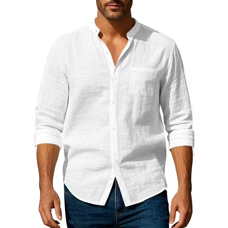 Chemise en coton et lin pour homme