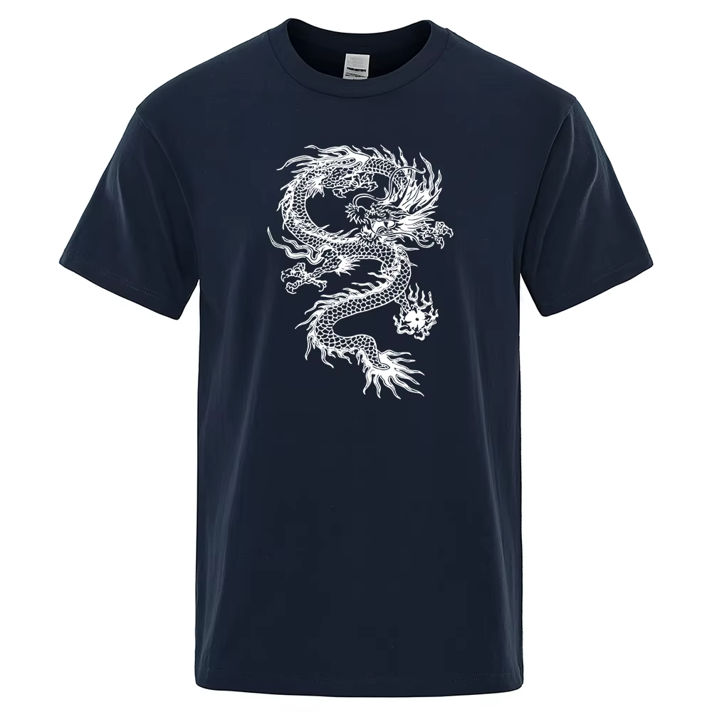 T-Shirt Dragon blanc pour hommes