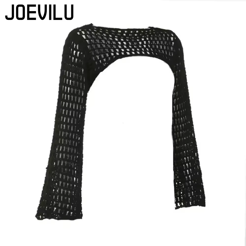 Haut court ajouré en tricot au Crochet pour femmes