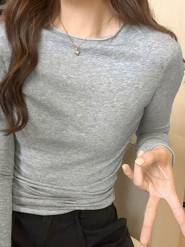 T-shirt à Manches sulfet Col Rond pour Femme