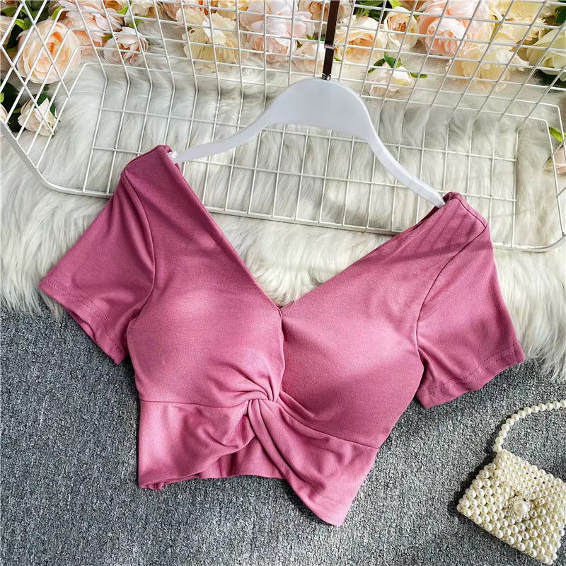 T-shirt gothique court à manches longues pour femmes