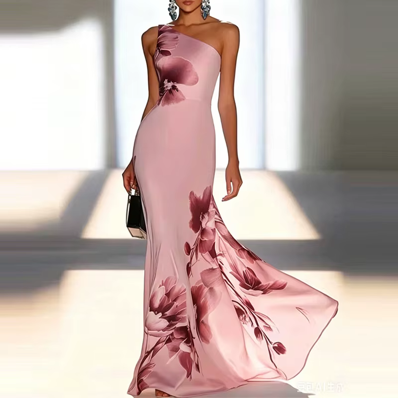 Robe de soirée élégante sans manches à découpes