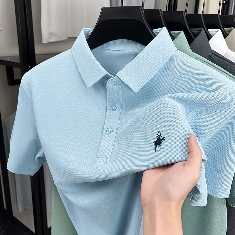Polo Homme 100% Polyester Luxe Broderie Poney Manches Courtes Mode Été 2026 Respirant Golf Décontracté Affaires Hauts