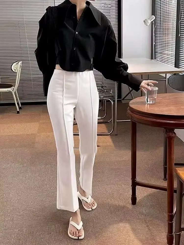 Chemise noire à manches longues pour femmes