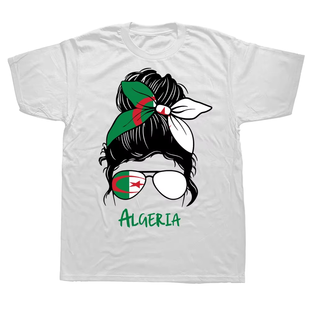 Drôle algérie algérien fille femme drapeau t-shirts Style d'été graphique coton Streetwear à manches courtes cadeaux d'anniversaire T-shirt hommes