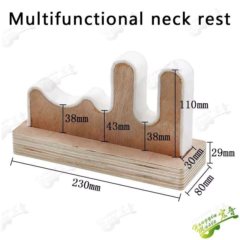 Support de manche de guitare basse en bois semi-circulaire, support de manche de guitare avec revêtement en liège 245x80x95mm