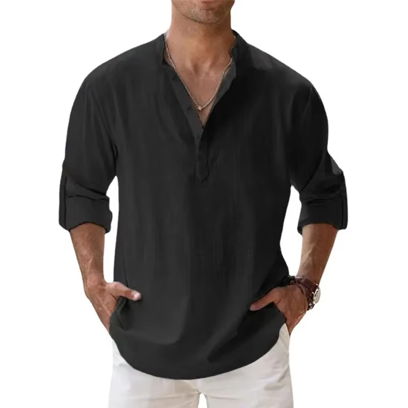 Chemises hawaïennes en coton et lin pour hommes