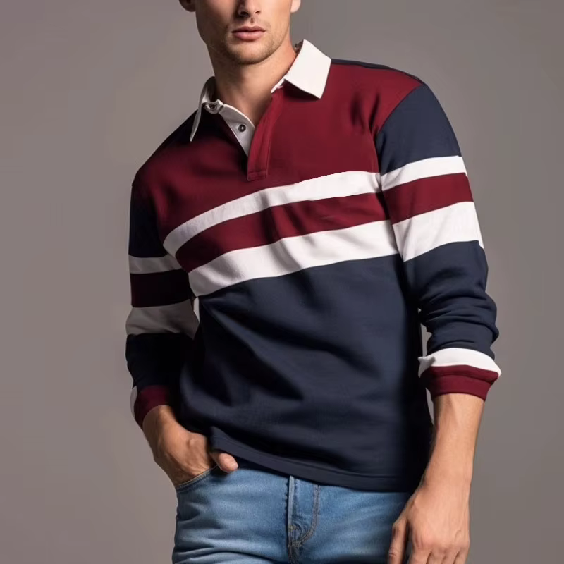 Nouveau en rayé graphique polos pour hommes Simple automne affaires 3D imprimé à manches longues Golf Polo décontracté usage quotidien t-shirts hauts