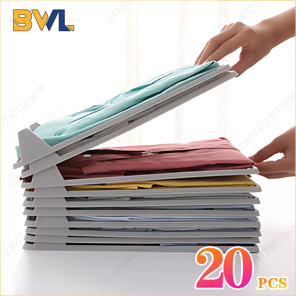Planche de rangement pour chemises, 20 pièces, organisateur de T-shirts empilable, planche à vêtements pliante, rangement de vêtements Portable multifonctionnel avec poignée