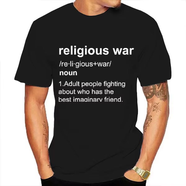 Guerre religieuse hommes t-shirt drôle lettre impression à manches courtes t-shirts mode graphique Y2k hauts meilleur