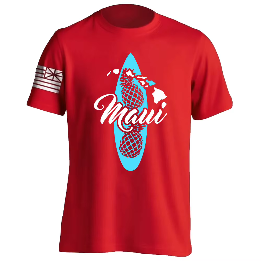 T-shirt 100 % coton à imprimé surf hawaïen pour l'été