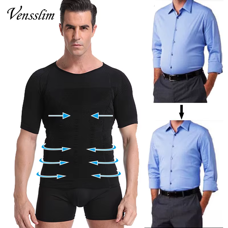 Compression minceur T-shirt hommes corps Shaper taille formateur Fitness gilet gros brûler poitrine mince chemise perte de poids shapewear