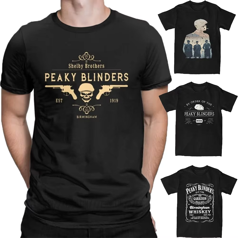 Hommes t-shirt Shelby frères nouveauté col rond manches courtes T-Shirts