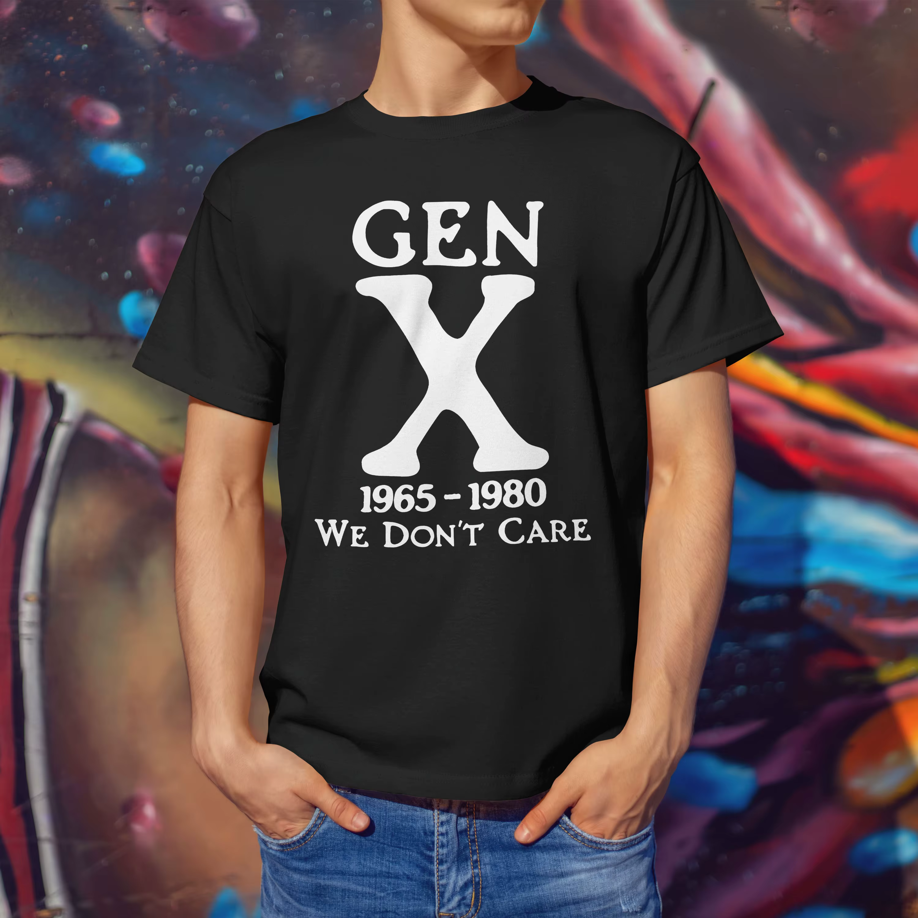 Hommes coton Gen X 1965-1980 nous ne se soucis pas graphique haute qualité t-shirt rue Style décontracté