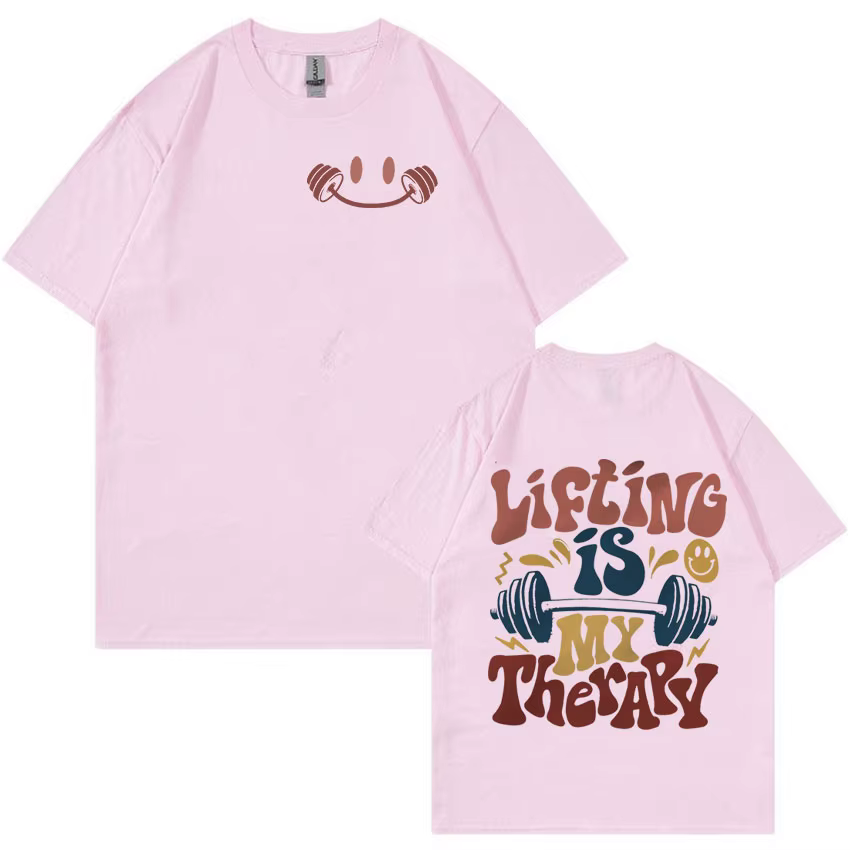 Le levage est ma époque de thérapie drôle Meme T-shirt hommes femmes été Harajuku mode T-shirts Vintage col rond