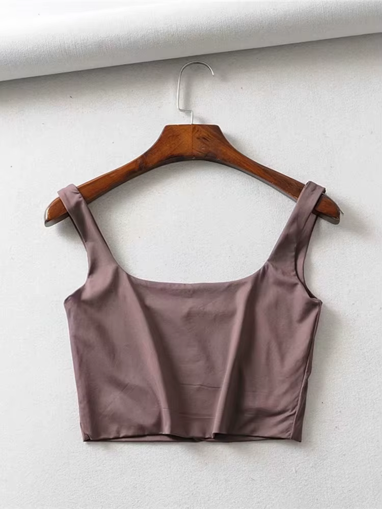 Offre spéciale 2024 été femmes Sexy hauts sans manche mode court col carré débardeurs 4 couleurs