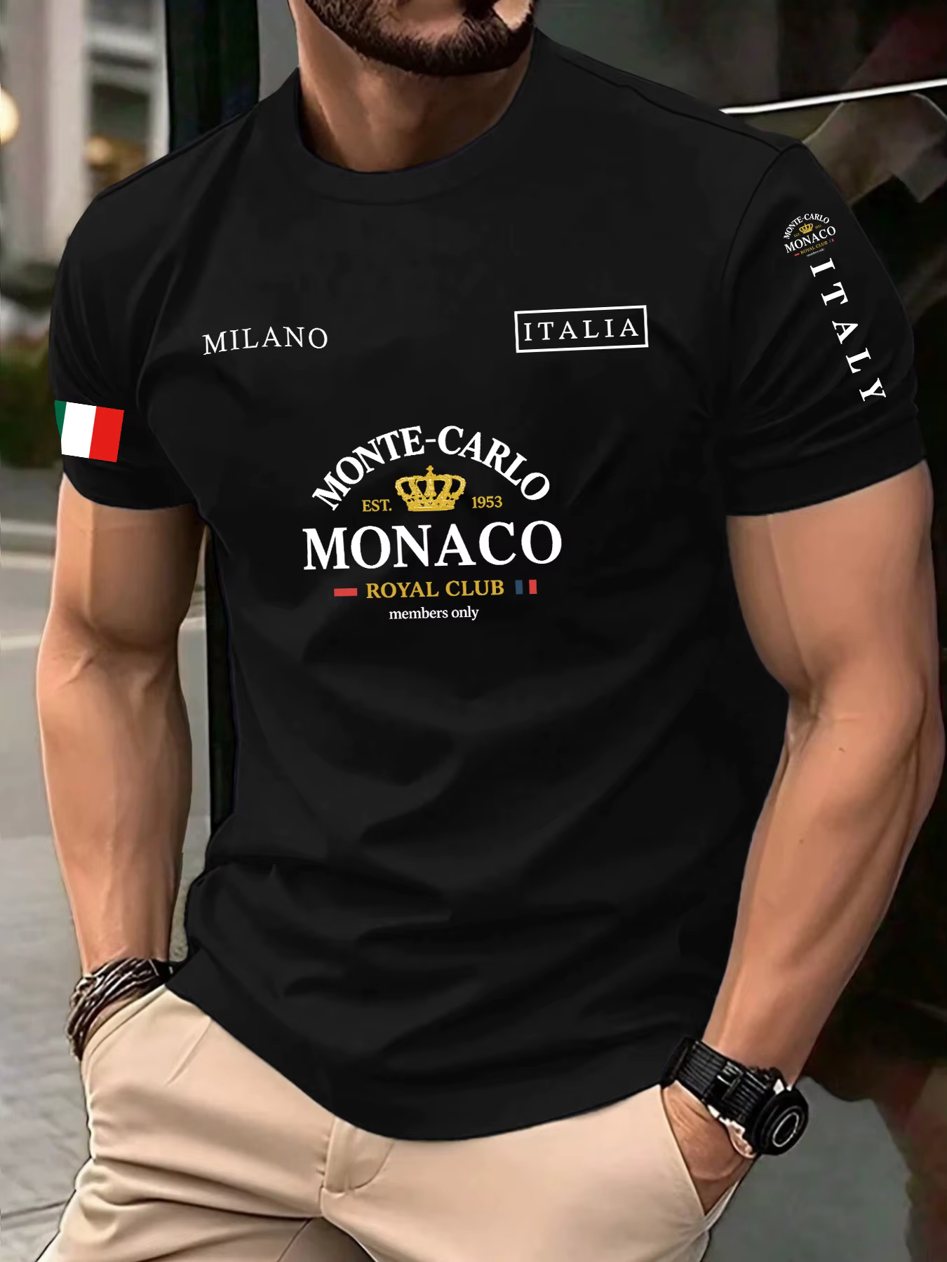 Monaco lettre drapeau imprimé 100% coton hommes femmes T-shirt été automne quotidien Sports de plein air fête décontracté ample rue à manches courtes