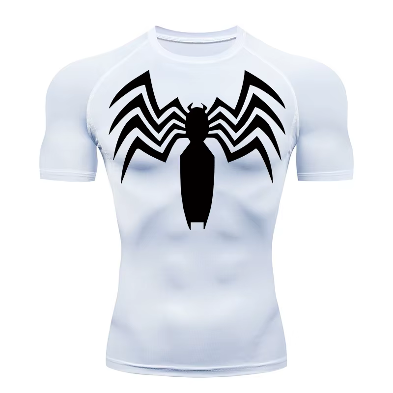Chemise de compression toile d'araignée pour hommes, T-shirt de sport de course, T-shirt à séchage rapide, chemise à manches courtes, empêche l'inflammation cutanée,