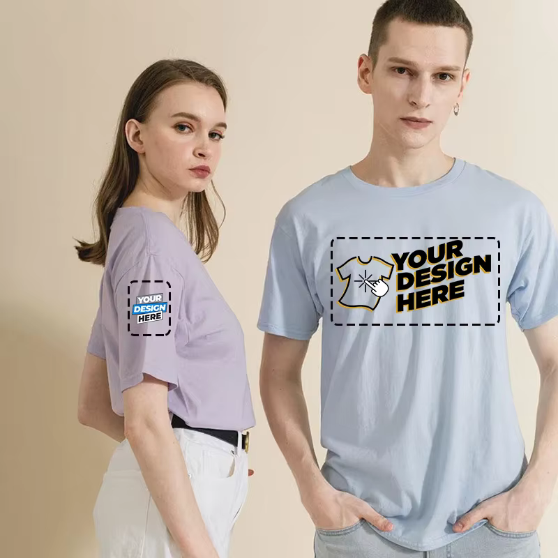 Logo personnalisé gratuit coton à manches courtes couleur unie col rond t-shirts hauts t-shirt